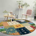 Classic Tribal Plaid Carpet Yellow and Green Vintage Carpet Polyester Washable Non-Slip Back Carpet for the Living Room