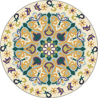Yellow Moroccan Carpet Polyester Floral and Leaf Print Carpet Washable Non-Slip Back Carpet for Living Room