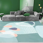Green Bedroom Carpet Novelty Color Block Watercolor Painting Pattern Carpet Polyester Non-Slip Back Carpet