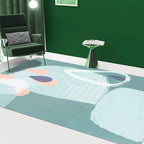 Green Bedroom Carpet Novelty Color Block Watercolor Painting Pattern Carpet Polyester Non-Slip Back Carpet