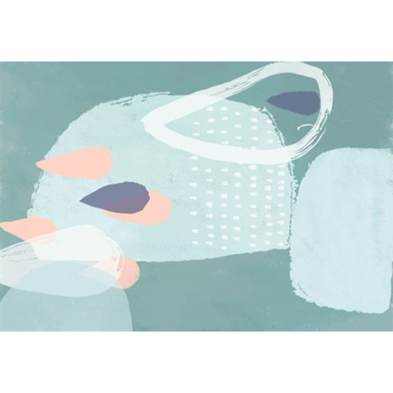 Green Bedroom Carpet Novelty Color Block Watercolor Painting Pattern Carpet Polyester Non-Slip Back Carpet