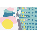 Blue and White Bedroom Rug Novelty Color Block Dots Pattern Area Rug Polyester Non-Slip Washable Rug