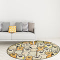 Yellow and White Kids Carpet Polyester Cat Paw Print Pattern Carpet Washable Non-Slip Rug for Kids Room