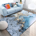 Unique Watercolor Pattern Carpet Blue and Grey Modern Carpet Polyester Washable Non-Slip Backing Area Rug for Living Room