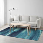 Blue contemporary rug polyester abstract rug washable non-slip backing rug for the living room