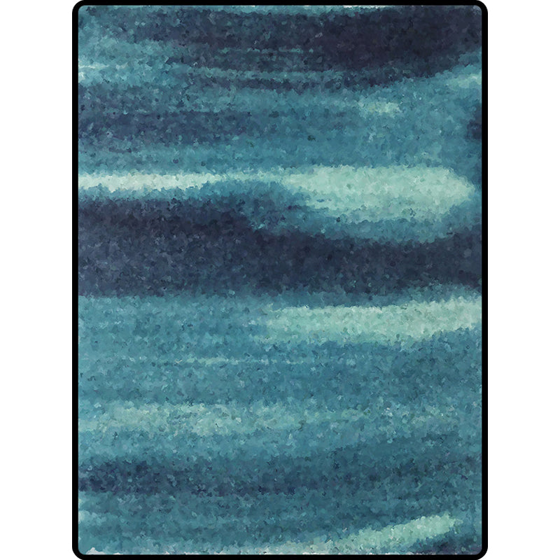 Blue contemporary rug polyester abstract rug washable non-slip backing rug for the living room