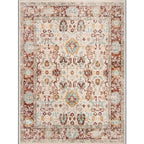 Bleached Flower Rug Light Red Shabby Chic Rug Polyester Washable Non-Slip Underlay Rug for the Living Room