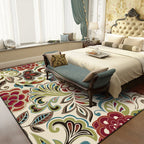 Traditional paisley pattern carpet with floral beige multi-colored classic carpet polyester washable non-slip backing carpet for living room