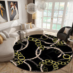 Modern living room rug in black belt chain pattern Rug Polyester Washable Pet-friendly area rug