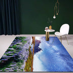 Stylish lavender pattern rug with galactic blue modern rug made of polyester washable non-slip backing rug for the living room