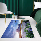 Stylish lavender pattern rug with galactic blue modern rug made of polyester washable non-slip backing rug for the living room