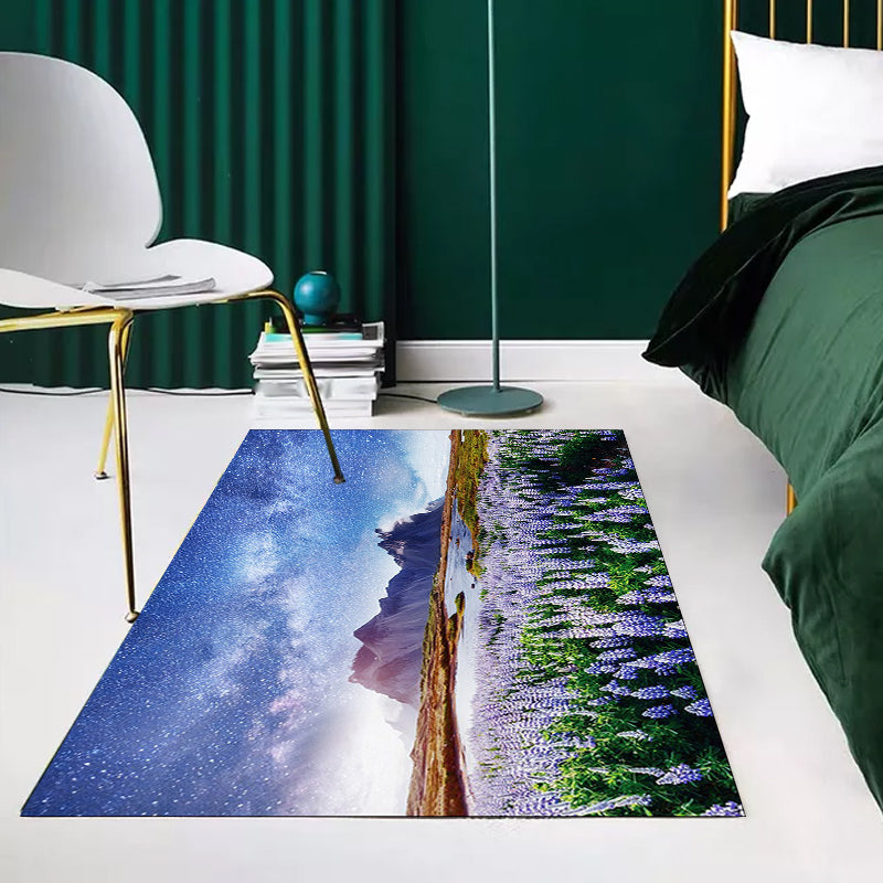 Stylish lavender pattern rug with galactic blue modern rug made of polyester washable non-slip backing rug for the living room