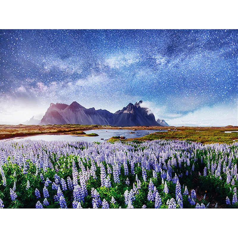 Stylish lavender pattern rug with galactic blue modern rug made of polyester washable non-slip backing rug for the living room