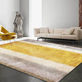 Contemporary color-block carpet yellow polyester rug machine washable slip-resistant rug for the bedroom