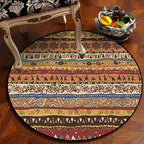 Americana Tribal Pattern Rug Red and Brown Polyester Rug Machine Washable Non-Slip Area Rug for Bedroom