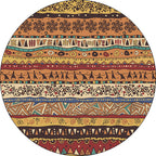 Americana Tribal Pattern Rug Red and Brown Polyester Rug Machine Washable Non-Slip Area Rug for Bedroom