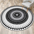 Vintage concentric circles pattern rug white and black tribal rug polyester washable non-slip backing rug for living room