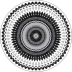 Vintage concentric circles pattern rug white and black tribal rug polyester washable non-slip backing rug for living room