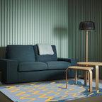 Casual Novelty Rug in Blue Geometric Wave Pattern Rug Polyester Stain Resistant Rug for Home Decoration