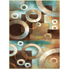 Brown and Blue Leisure Carpet Polyester Geometric Carpet Washable Non-Slip Underlay Carpet for the Living Room