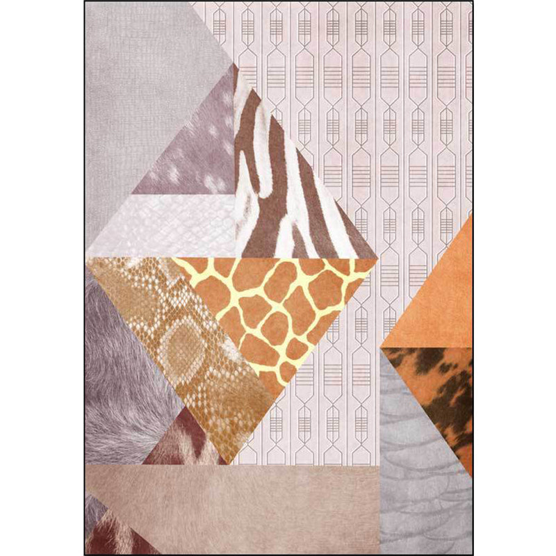 Funky Animal Skin Print Rug Pink Nordic Rug Polyester Washable Non-Slip Back Rug for Living Room