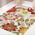 Classic floral patterned rug with leaf white and red traditional rug polyester washable non-slip backing living room wallpaper