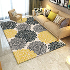 Vintage Floral Pattern Rug White and Yellow Polyester Rug Machine Washable Nonslip Area Rug for Bedroom