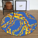 Blue Bedroom Rug Modern Chain Pattern Area Rug Polyester Machine Washable Stain Resistant Rug