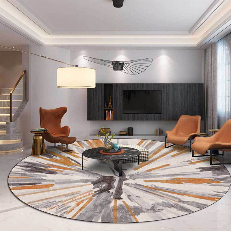 Stylish Abstract Area Rug Gray and Brown Nordic Area Rug Polyester Washable Non-Slip Back Area Rug for Living Room