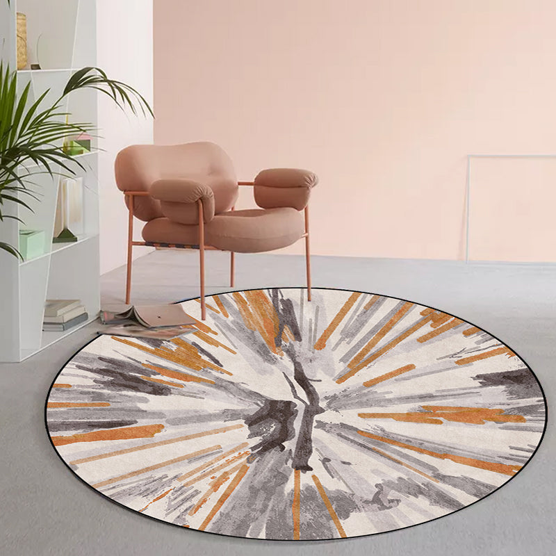 Stylish Abstract Area Rug Gray and Brown Nordic Area Rug Polyester Washable Non-Slip Back Area Rug for Living Room