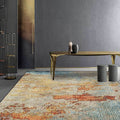 Stylish Abstract Rug Orange Industrial Rug Polyester Washable Non-Slip Back Rug for the Living Room