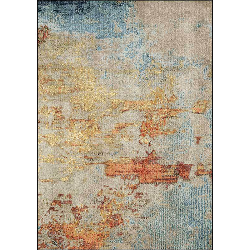 Stylish Abstract Rug Orange Industrial Rug Polyester Washable Non-Slip Back Rug for the Living Room