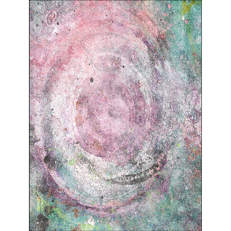 Modern abstract rug Pink and Green polyester rug machine washable non-slip rug for bedroom
