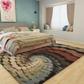 Modern Watercolor Pattern Rug Brown Multicolor Polyester Rug Machine Washable Non-Slip Rug for Bedroom