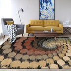 Modern Watercolor Pattern Rug Brown Multicolor Polyester Rug Machine Washable Non-Slip Rug for Bedroom