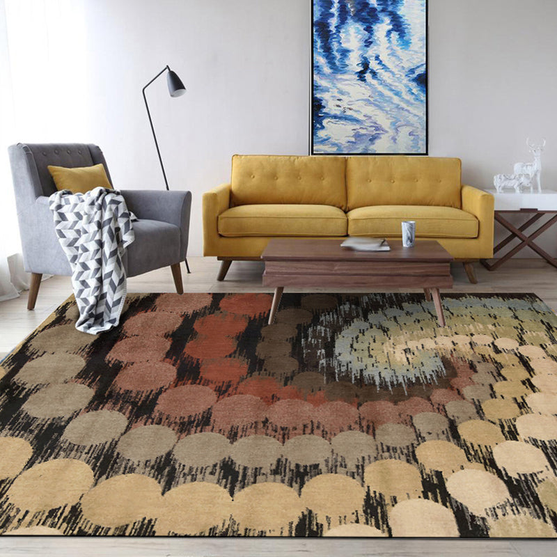 Modern Watercolor Pattern Rug Brown Multicolor Polyester Rug Machine Washable Non-Slip Rug for Bedroom