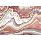 Pink and White Nordic Mat Polyester Swirl Stripe Pattern Carpet Washable Non-Slip Back Carpet for Living Room