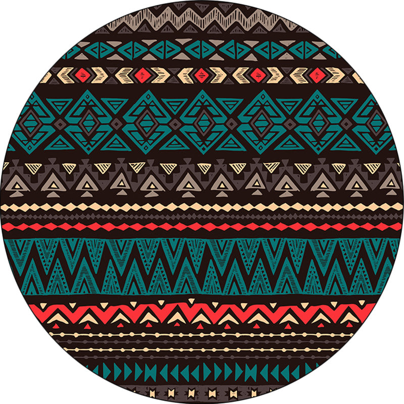 Green Southwest Carpet Polyester geometric pattern rug washable non-slip backing rug for living room