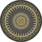 Vintage Floral Pattern Rug Black Tribal Rug Polyester Washable Anti-Slip Backing Rug for Living Room