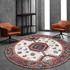 Brown and Beige Southwestern Carpet Polyester Tribal Pattern Carpet Washable Non-Slip Back Carpet for Living Room