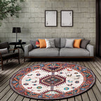 Brown and Beige Southwestern Carpet Polyester Tribal Pattern Carpet Washable Non-Slip Back Carpet for Living Room