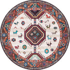 Brown and Beige Southwestern Carpet Polyester Tribal Pattern Carpet Washable Non-Slip Back Carpet for Living Room