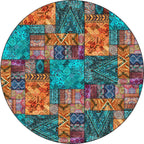 Vintage Tribal Pattern Rug Green Tribal Rug Polyester Washable Non-Slip Mat Rug for Living Room