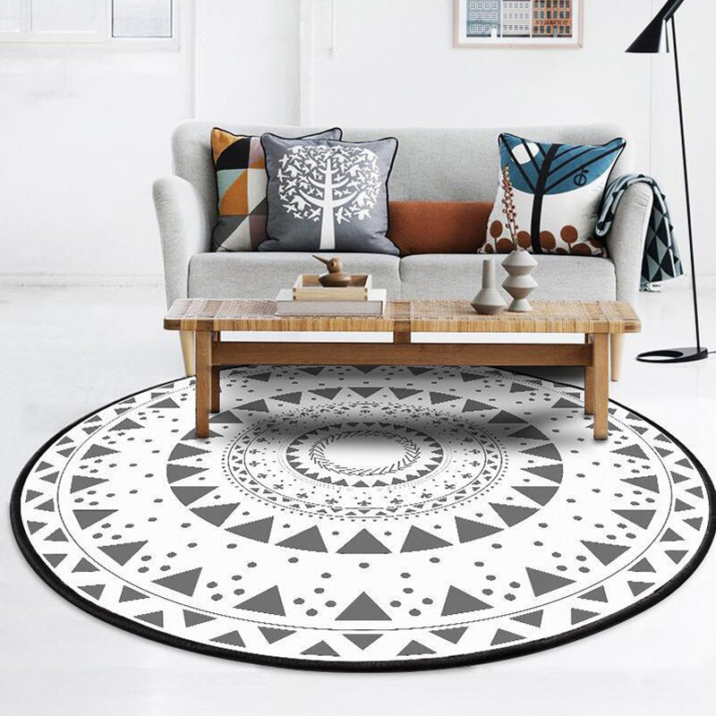 Americana concentric circles pattern rug white polyester machine washable non-slip rug for bedroom
