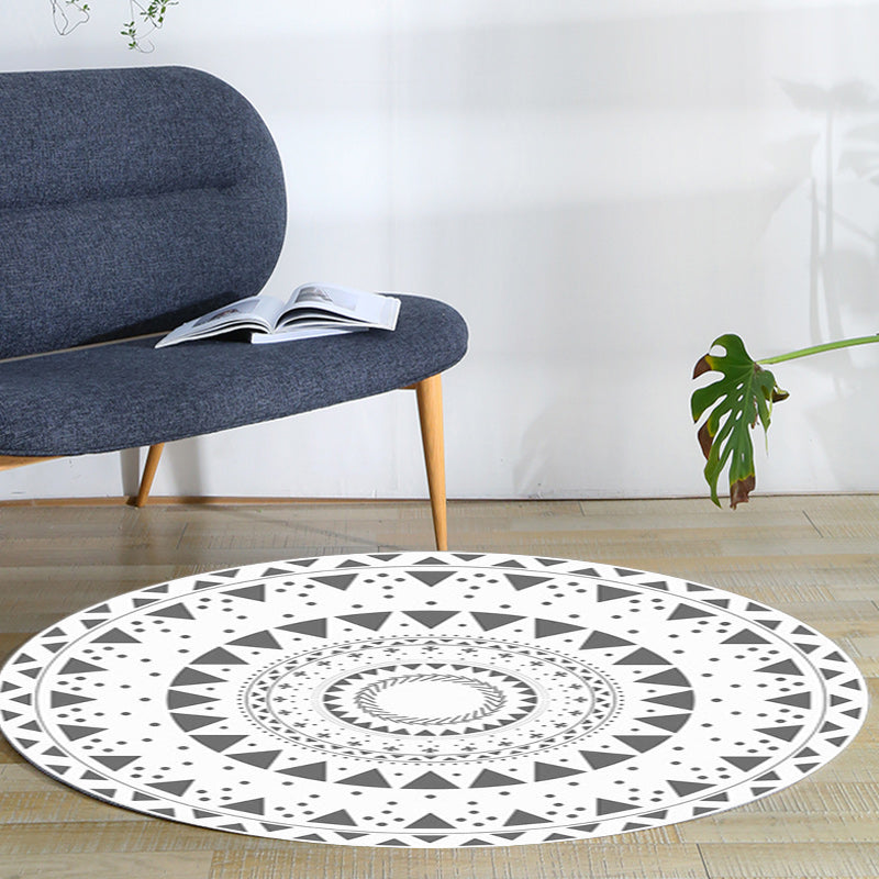 Americana concentric circles pattern rug white polyester machine washable non-slip rug for bedroom