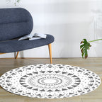 Americana concentric circles pattern rug white polyester machine washable non-slip rug for bedroom
