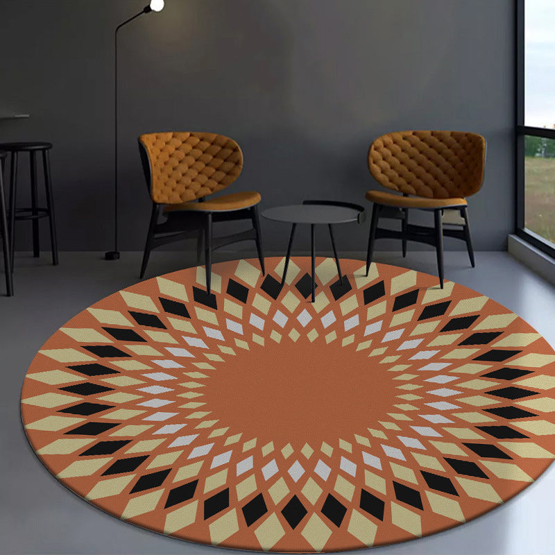 Orange Sou'wester Carpet Polyester Geometric Pattern Carpet Washable Non-Slip Underlay Carpet for Living Room