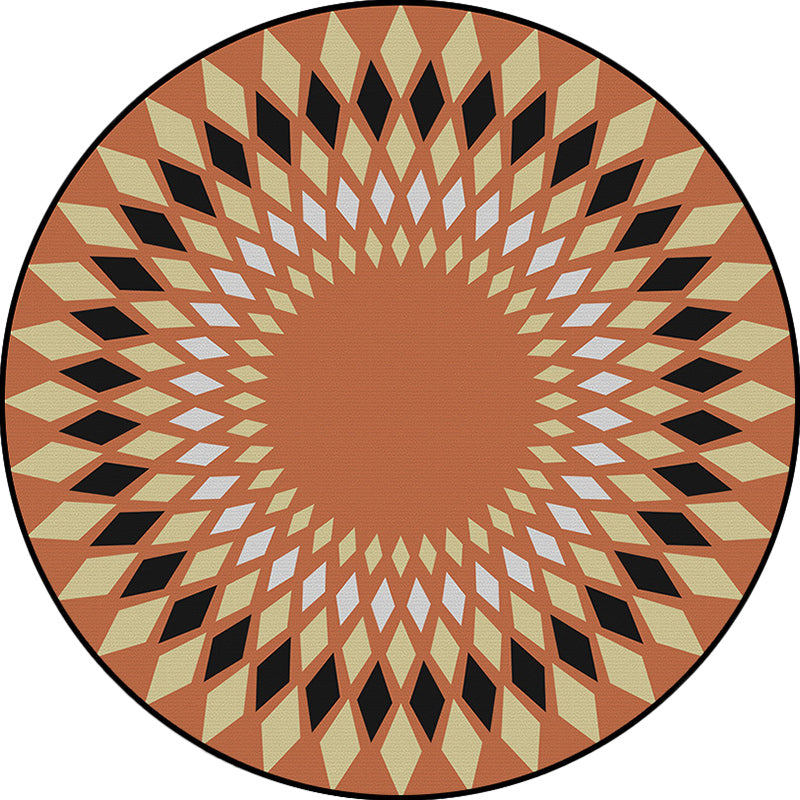 Orange Sou'wester Carpet Polyester Geometric Pattern Carpet Washable Non-Slip Underlay Carpet for Living Room