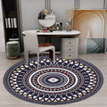 Vintage concentrated circles pattern rug blue and green tribal rug polyester washable with anti-slip backing rug for living room