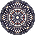 Vintage concentrated circles pattern rug blue and green tribal rug polyester washable with anti-slip backing rug for living room